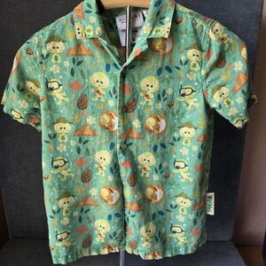 Disney Aulani Olu Mel Hawaiian Shirt M Boys Tropical Print Cotton Button-Up Read